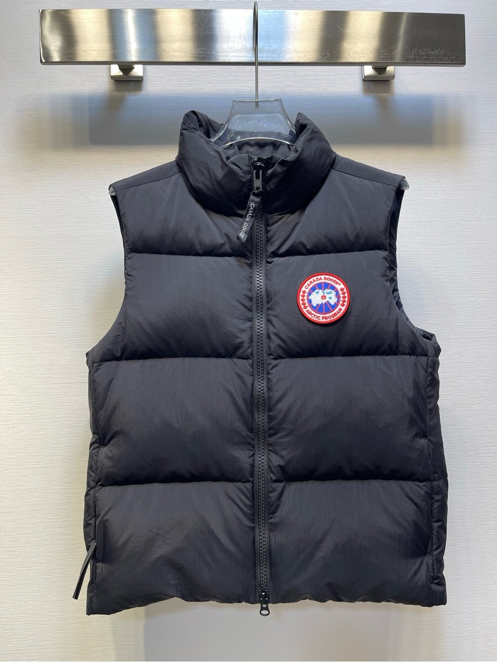 Canada Goose Black Puffer Vest with Red & White Badge
